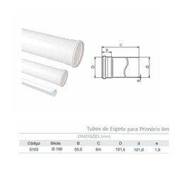 Tubo de PVC Esgoto Série Normal 6M 100mm Krona - 2
