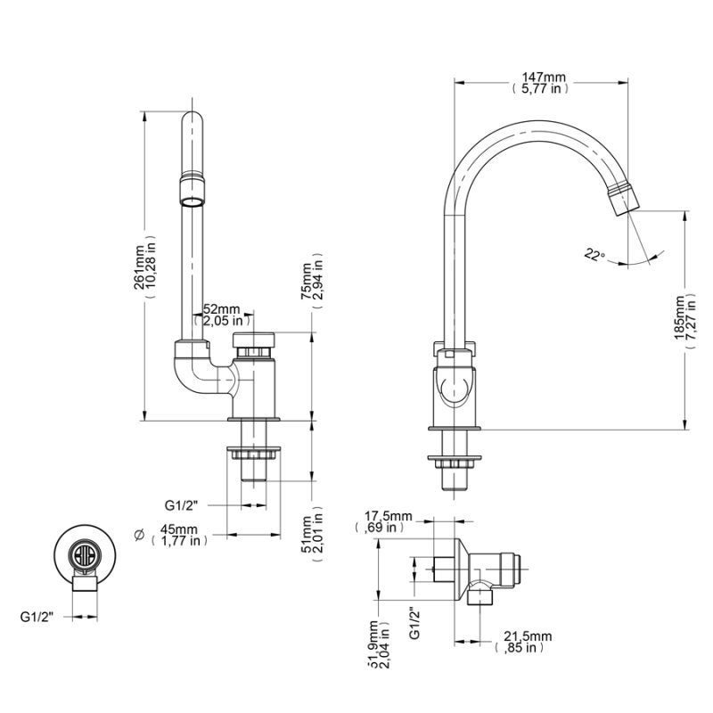 Torneira para Lavatório de Mesa Pressmatic Bica Alta - Docol - 2