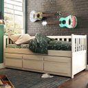 Ver imagem 1 de Bicama Reta Solteiro Branco Lavado 3 Gavetas Madeira Pinus - Saraiva 101.04.002