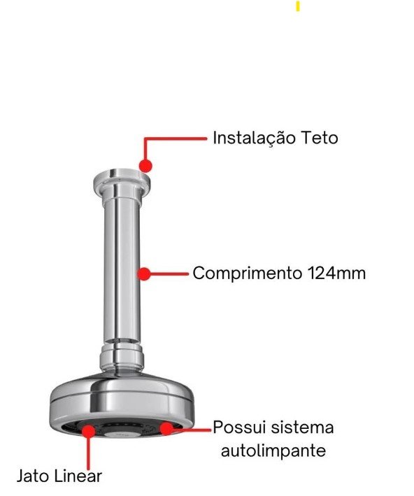Ducha de Teto Circular com Tubo Cromado Deca Acqua Plus - 5