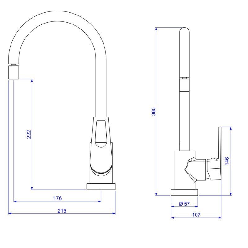 Misturador Monocomando de Mesa para Cozinha Level Mix DECA - 2