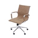 Ver imagem 1 de Cadeira de Escritório Eames Esteirinha Baixa Giratória Couro Sintético Caramelo