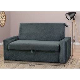 Sofá Cama Carol 2 Lugares com Báu Embutido - Cinza - 4