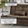 Sofá Cama Salomé 3 Lugares 1,85M Encosto Retrátil Espuma D26 Pés de Alumino - Suede Amassado Marrom - 2