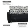 Sofá Cama Andréia 3 Lugares - Esturura Eucalipto - Espuma D26 - Floral/ Preto - 2