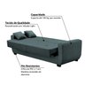 Sofá Cama Roberta 3 Lugares - Molas Estratégicas - Veludo Chumbo - 3