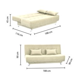 Sofá Cama Reclinável Stela Molas Estratégicas - Suede Penna Bege - 4 Sofá Cama Reclinável Stela Molas Estratégicas - Suede Penna Bege - 4