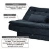 Sofá Cama Salomé 3 Lugares 1,85M Encosto Retrátil - Suede Preto - 2