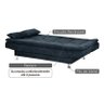 Sofá Cama Salomé 3 Lugares 1,85M Encosto Retrátil - Suede Preto - 3