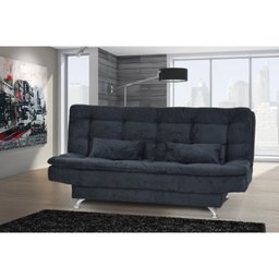 Sofá Cama Salomé 3 Lugares 1,85M Encosto Retrátil - Suede Preto - 1 Sofá Cama Salomé 3 Lugares 1,85M Encosto Retrátil - Suede Preto - 1