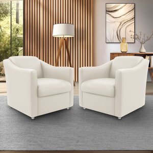 Kit 02 Poltrona Decorativa Reforçada Milla Recepção 12 Cores - Bege