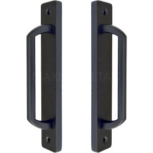 Puxador Duplo Colonial Porta Correr Madeira Rústico 148mm London Preto Fosco