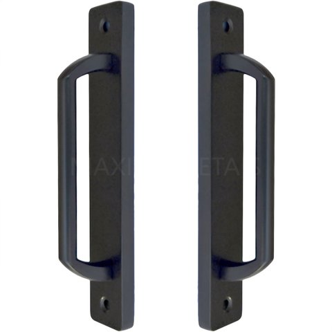 Puxador Duplo Colonial Porta Correr Madeira Rústico 148mm London Preto Fosco
