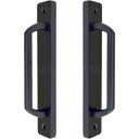 Ver imagem 1 de Puxador Duplo Colonial Porta Correr Madeira Rústico 148mm London Preto Fosco