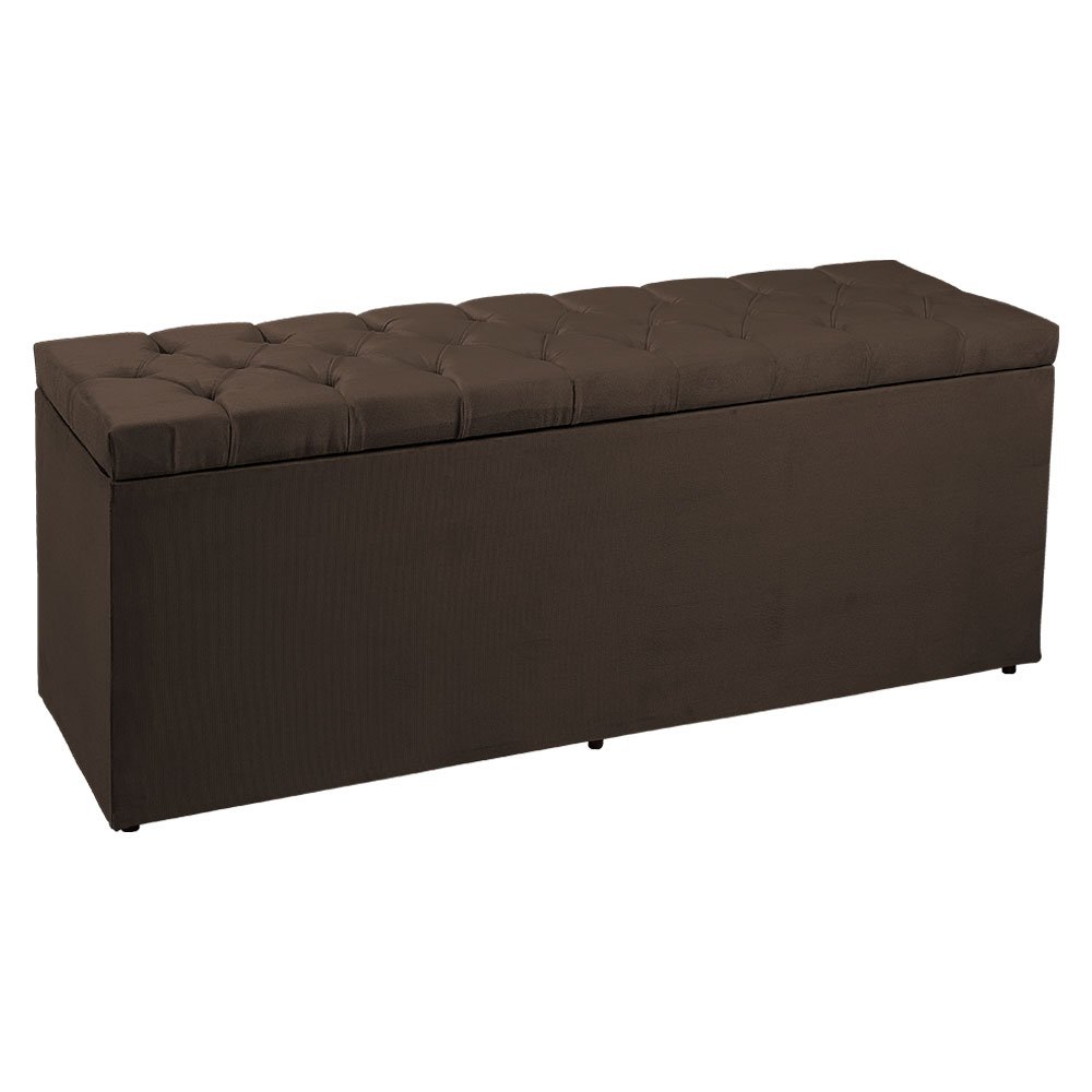 Calçadeira Recamier Baú Queen 1,60m Madrid Suede - Pallazio - Marrom - 1