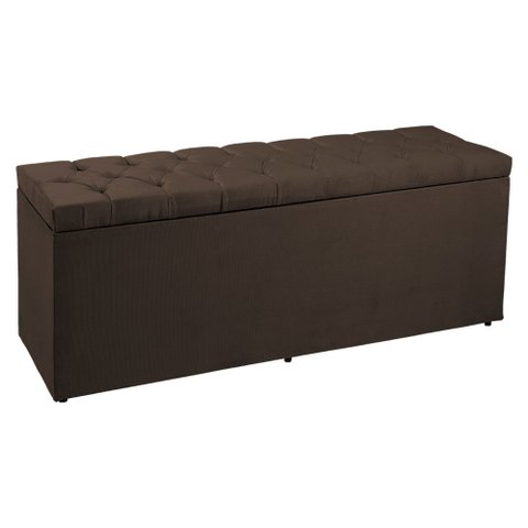 Calçadeira Recamier Baú Queen 1,60m Madrid Suede - Pallazio - Marrom