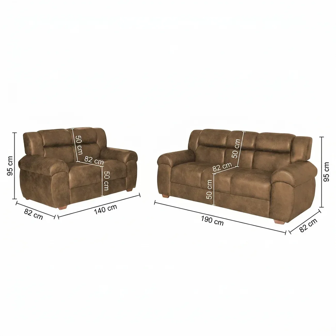Ver imagem 5 de Conjunto de Sofá 2 e 3 Lugares Nobuck Marrom Florença 190cm e 140cm Yescasa