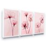Quadros Decorativos Trio Kit 3 Flores Rosê Sala Quarto - 1