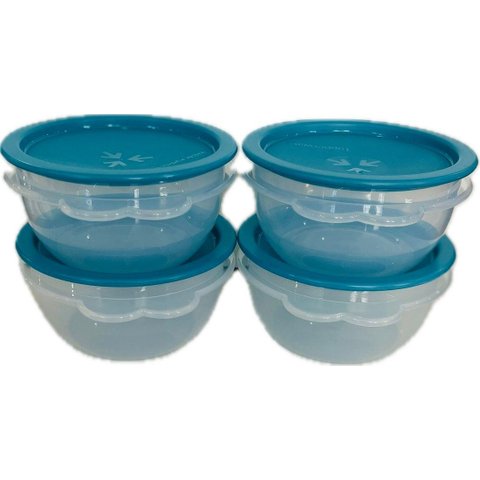 Tupperware Kit 4 Peças Super Mini Instant 400ml Azul Caribe