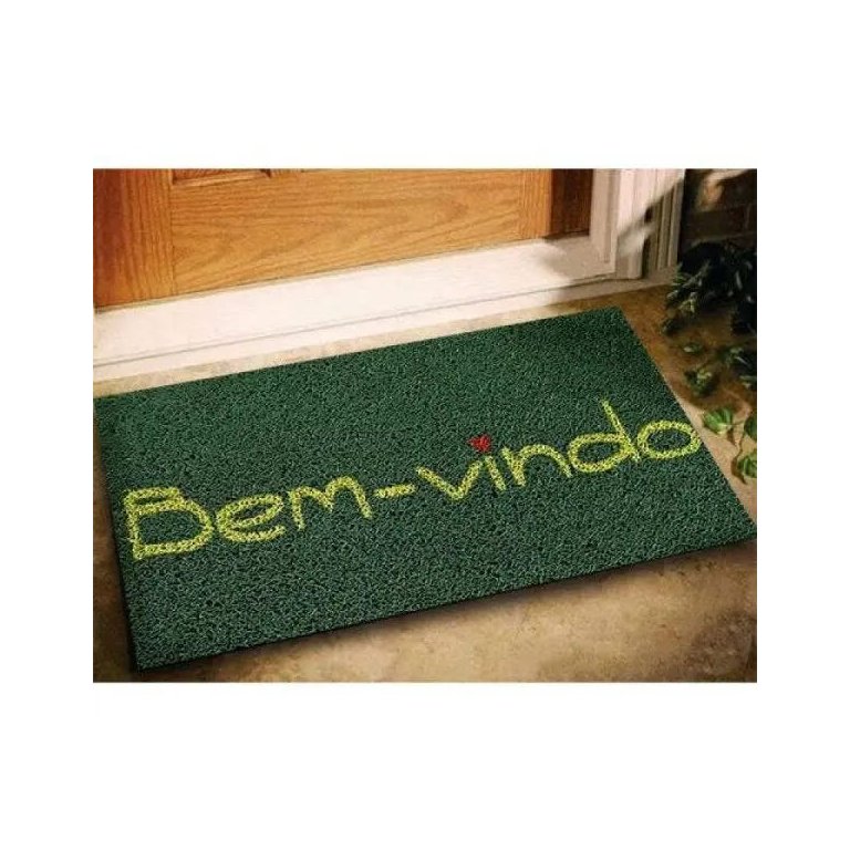 Tapete Capacho Vinil Bem-Vindo 60x40cm Verde Bandeira - Kapazi