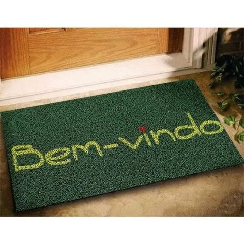 Tapete Capacho Vinil Bem-Vindo 60x40cm Verde Bandeira - Kapazi