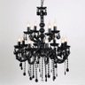 Lustre Candelabro 12 Braços Preto Pendente Cristal Acrílico LM1906 - 1