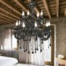 Lustre Candelabro 12 Braços Preto Pendente Cristal Acrílico LM1906 - 3