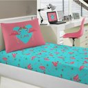 Ver imagem 1 de Jogo de Cama Portallar Solteiro Malha Estampado 2 Peças Joy Flamingos