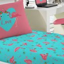 Ver imagem 3 de Jogo de Cama Portallar Solteiro Malha Estampado 2 Peças Joy Flamingos