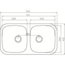Ver imagem 2 de Cuba Cozinha Embutir Dupla N5 710x360mm Prof. 140mm - Polida