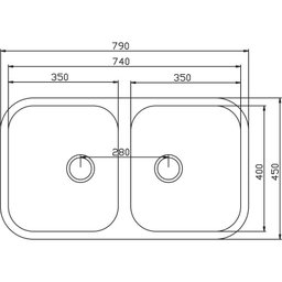 Cuba Cozinha Embutir Dupla N3 740x400 Prof. 140mm - Polida - 2