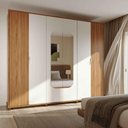 Ver imagem 1 de Guarda Roupa Casal 6 Portas com Espelho 100% MDF Dayton 274cm - Canella com Off White Fosco