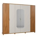 Ver imagem 3 de Guarda Roupa Casal 6 Portas com Espelho 100% MDF Dayton 274cm - Canella com Off White Fosco
