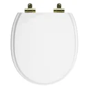 Ver imagem 1 de Tampa de Vaso Poliéster Com Amortecedor Village Branco para bacia Deca com Ferragem Dourada
