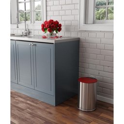 Lixeira Redonda Inox escovado com Pedal e balde 12 litros - Preta - Ghelplus - 4