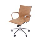 Ver imagem 1 de Cadeira de Escritório Eames Esteirinha Baixa Giratória Couro Sintético Castanho