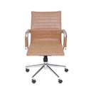 Ver imagem 2 de Cadeira de Escritório Eames Esteirinha Baixa Giratória Couro Sintético Castanho