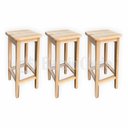 Ver imagem 1 de Kit 3 Banquetas Bancos Alto de Madeira 70cm para Balcão Área de Lazer e Cozinha