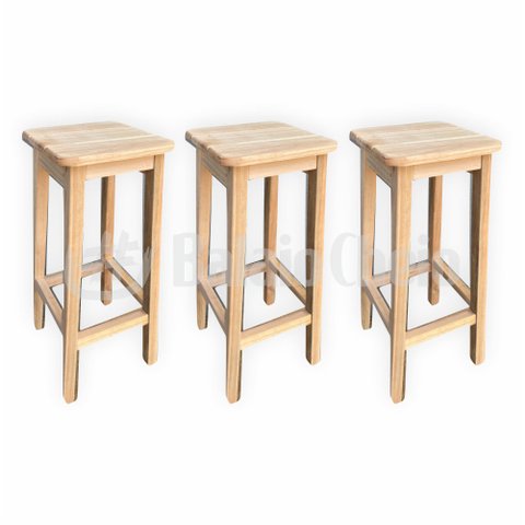 Kit 3 Banquetas Bancos Alto de Madeira 70cm para Balcão Área de Lazer e Cozinha