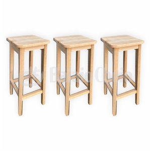 Kit 3 Banquetas Bancos Alto de Madeira 70cm para Balcão Área de Lazer e Cozinha