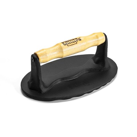 Prensador Oval Grill Alça Madeira Panela Mineira 18x11,5cm