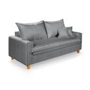 Ver imagem 2 de Sofa Living com Bau Multiuso 3 Lugares Linho Pes em Madeira: Cinza