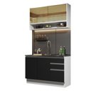 Ver imagem 3 de Armário de Cozinha Compacta 120cm Branco/Preto Glamy Madesa 02