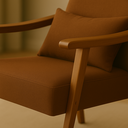 Ver imagem 2 de Poltrona Aurora Linho com Almofada Estofada Decorativa Recepção de Escritório Confortável:marrom