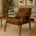 Ver imagem 1 de Poltrona Aurora Linho com Almofada Estofada Decorativa Recepção de Escritório Confortável:marrom