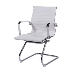 Cadeira de Escritório Eames Esteirinha Baixa Fixa Branca Couro Sintético - 1