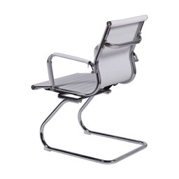 Cadeira de Escritório Eames Esteirinha Baixa Fixa Branca Couro Sintético - 3