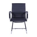 Ver imagem 2 de Cadeira de Escritório Eames Esteirinha Baixa Fixa Preta Couro Sintético