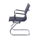 Ver imagem 3 de Cadeira de Escritório Eames Esteirinha Baixa Fixa Preta Couro Sintético