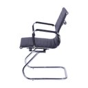 Ver imagem 3 de Cadeira de Escritório Eames Esteirinha Baixa Fixa Preta Couro Sintético